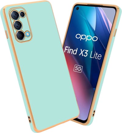 Cadorabo Hoesje geschikt voor Oppo FIND X3 LITE in Glossy Mintgroen - Goud - Beschermhoes Case Cover van flexibel TPU-silicone en met camerabescherming