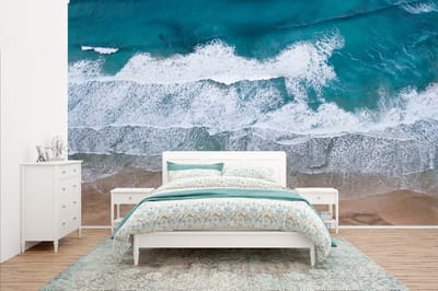 Behang - Fotobehang Strand - Zee - Water - Blauw - Breedte 400 cm x hoogte 240 cm