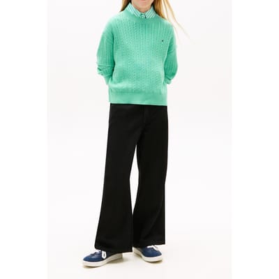 Tommy Hilfiger Girls Pointelle Cable Sweater Tropical Tide Größe: 7 | Strickjacken Outlet | kids