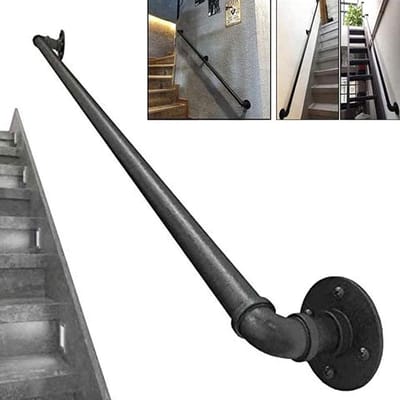 Trapleuning - Wandleuning - Veilig Traplopen - Roestwerend IJzer - 150 cm - Zwart