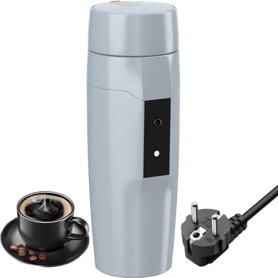 TIM® Draagbare Waterkoker – 350 ML - Mini Waterkoker – Automatische Uitschakeling - Portable Reis Waterkoker - Camping Waterkoker - Lichtgrijs -‎ 22cm x 9cm x 9cm
