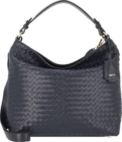 abro Leren Schoudertas Leather Piuma Weaving Hobo Bag Elvi Navy Blauw