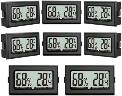 Mini Digitale Thermometers en Hygrometers - Set van 8 Stuks voor Binnen en Buiten