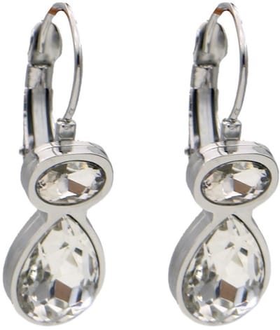Oorbellen - RVS - kristallen - 2,5 cm - wit