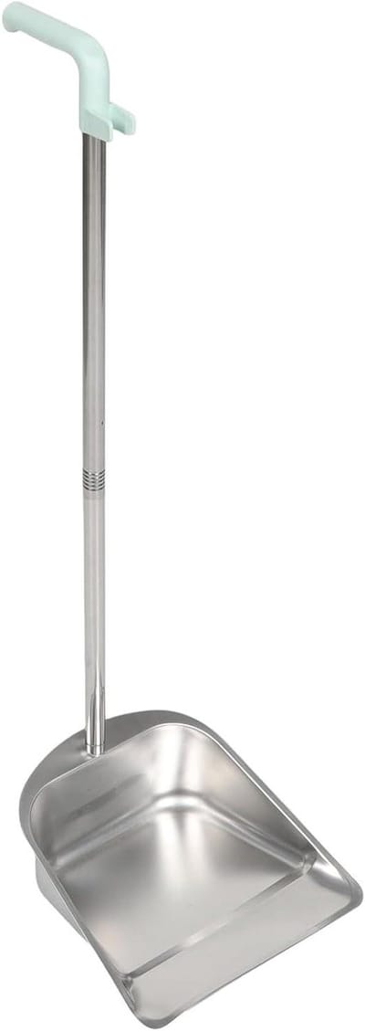 Stofblik met steel - Vuilblik metaal - Efficiënt schoonmaken - Roestvrij staal ontwerp - 80 cm lengte - Zilver