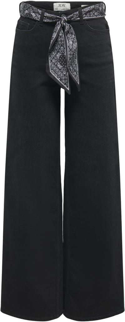 Jacqueline de Yong Jeans Jdyvera Hw X-wid Scarf Jeans Blk Dn 15377133 Black Denim/black/white Scarf Dames Maat - W34 X L32
