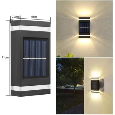 Zonne-wandlamp Buiten Waterdicht Zonne-energie Licht Omhoog En Omlaag Verlicht Huis Tuin Tuin Decoratie Buitenlicht warme witte kleur