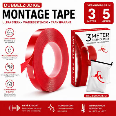 24ME® - 3 Meter Dubbelzijdig Montagetape - Incl. Bewaar Etui - Extra Sterk - Transparant - Nano tape - Acrylic - Automotive - Ook voor Hobby