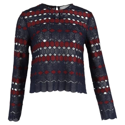 Sandro kanten blouse in marineblauw polyester