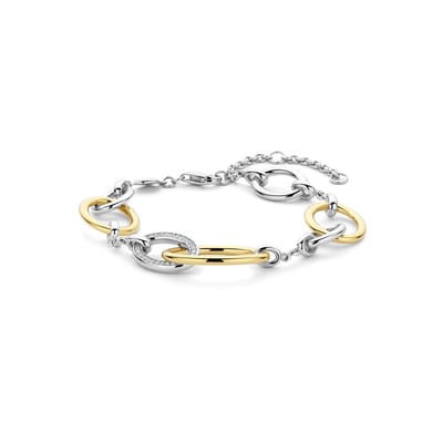 TI SENTO Dames Armband - 925 zilver - Zirkonia met geel verguld - 23096ZY