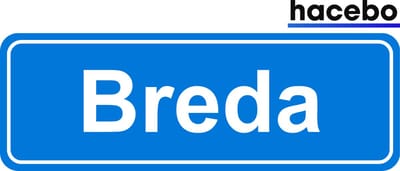Hacebo - Plaatsnaam Sticker - 29x10 CM - Breda sticker - Verkeersborden sticker - grappige cadeaus - Breda