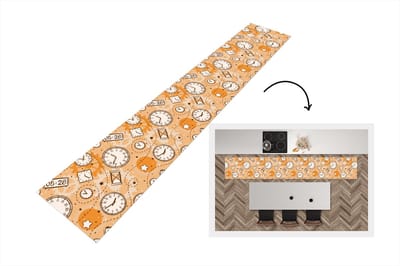 Keukenloper - Loper keuken - Patronen - Klok - Zandloper - 300x50 cm - Keukenloper vinyl