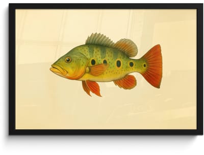 Poster in lijst - Fotolijst 60x40 cm - Posters - Schubben - Vis - Groen - Illustratie - Posterlijst zwart - Decoratie - Wanddecoratie woonkamer - Muurdecoratie slaapkamer
