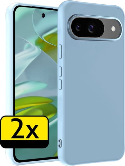 Hoesje - 2 Stuks - Geschikt voor Google Pixel 9 - Sterk & Shockproof - Case Siliconen - Back Cover - Telefoon Hoes - Telefoonhoesjes - Lichtblauw