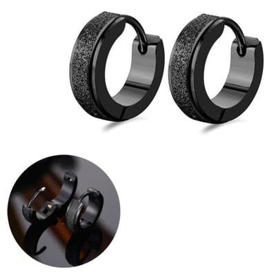 Fako Bijoux® - Oorbellen - Oorringen - RVS - Staal - Glitter & Glamour - Stardust - 13mm - Zwart