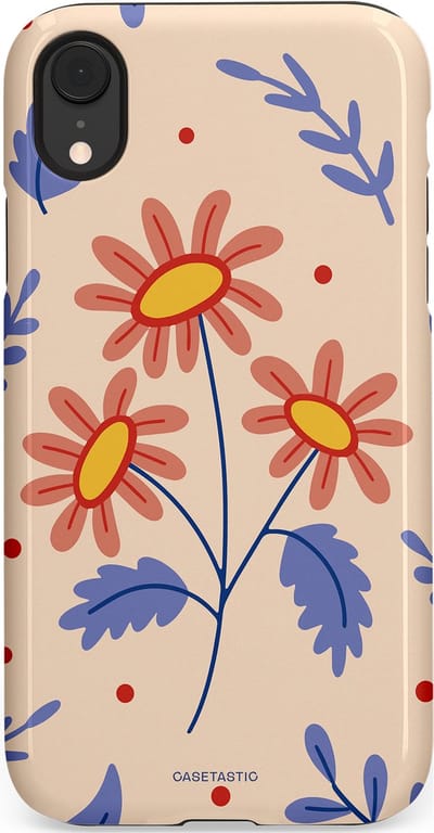 Casetastic hoesje geschikt voor Apple iPhone XR - Dubbellaagse bescherming - Perzikbloem trio - Fashion Case - Lavendel Perzik Zand