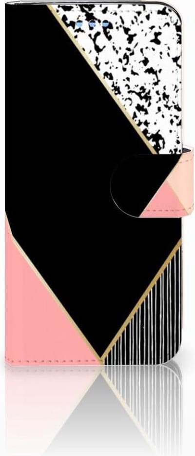 Samsung Galaxy S9 Book Case Zwart Roze Vormen