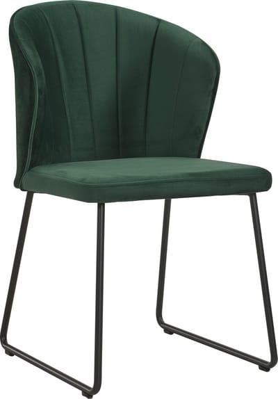 Soof&Tess - Set van 2 - Amalfi U leg Eetkamerstoel - Groen - Fluweel - Velvet - Industrieel - Met armleuning - Easy Clean Stoffen - Hoge Kwaliteit