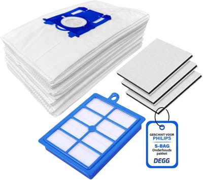 DEGG® - Onderhoudspakket XL - Geschikt voor Philips S-BAG - inclusief 1x H13 hepa filter - 3x Motorfilter - 10x S-BAG stofzuigerzakken - Combideal