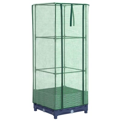 vidaXL - Plantenbak - verhoogd - met - kashoes - 40x40x123 - cm - rattanlook