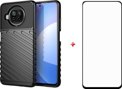 Silicone gel zwart hoesje Xiaomi Mi 10T Lite 5G met full cover glas screenprotector