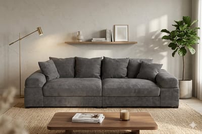 Zitbank Big sofa Fatguy Grijs Corduroy bigsofa zetel - Hoekbanken en hoeksalon bij zetelsenbedden