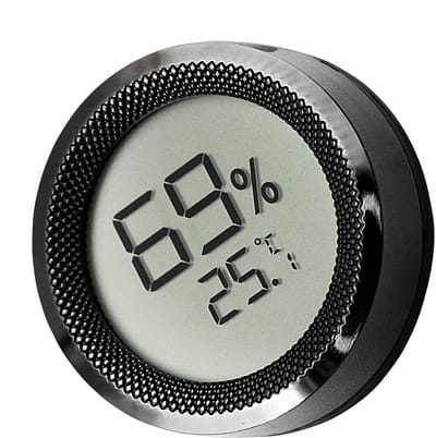 Vochtigheidsmeter – digitale thermo-hygrometer – kleine ronde hygrometer – vochtigheids- en temperatuurmonitor – digitale vochtigheidslezer – binnen-vochtigheidssensor – nauwkeurige vochtigheidsmeter.L