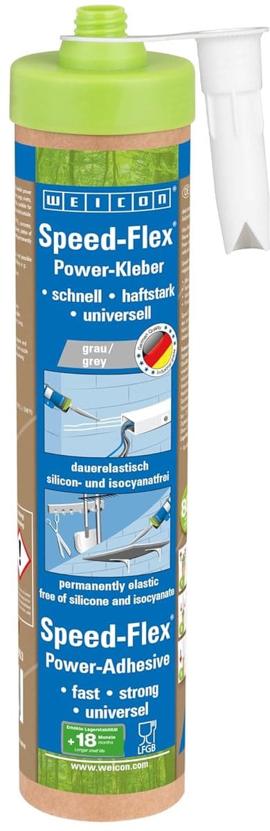 WEICON Green Tube Speed-Flex, 280 ml, grijs, Lijm en afdichtmiddel met hoge viscositeit en sterke aanvangshechting op basis van MS-polymeer