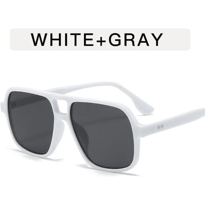 Stijlvolle Dubbele Brug Zonnebril Dames Heren Stijlvolle Stijl Zonnebrillen Vierkante Bril UV400 Bescherming Bescherming Streetwear Oogbescherming 1PC white
