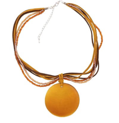 Behave - Ketting Bruin met Ronde Schelp Hanger - 45 cm