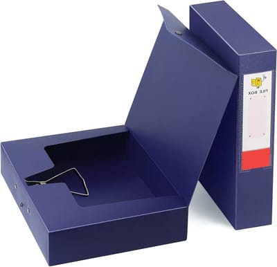 Set van 2 A4 blauwe mappen met documentclip en 65 mm rug, ideaal voor kantoor en schoolgebruik, opslag en organisatie