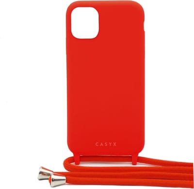 Casyx, Hoesje geschikt voor Apple iPhone 12 / 12 Pro - Siliconen met Verstelbaar Koord, Rood