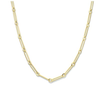Schitterende 14K Gold Plated Zilveren Halsketting Paperclip 45 cm. MODEL 21 E
