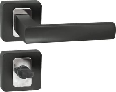 DOMINO MAFF QR - WC Deurkruk Badkamer - Chroom/Antraciet - Vierkant Rozet Terugstelveer - Deurbeslag Aluminium Set