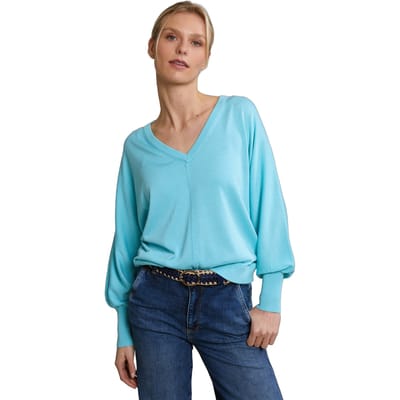 River Woods Turquoise V-neck Sweater Long Sleeves Size: XXL | Sweaters Outlet | Dames | Blauw