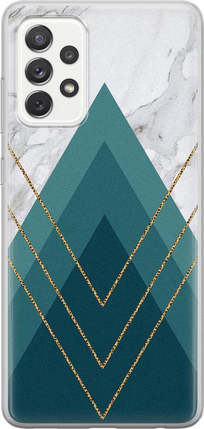 Leuke Telefoonhoesjes - Hoesje geschikt voor Samsung Galaxy A52 5G - Geometrisch blauw - Soft case - TPU - Print / Illustratie - Blauw