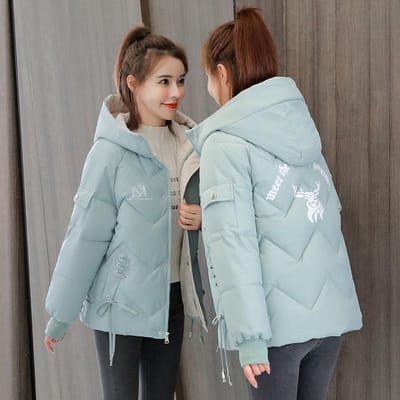 Veste Courte d'Hiver Rembourrée en Duvet pour Femme Veste Rembourrée Épaisse Imprimée Veste Ample Grande Taille M white