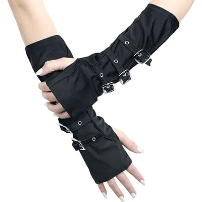 Pamela Mann - Gothic Armwarmers - Buckle Gloves - voor Vrouwen - zwart
