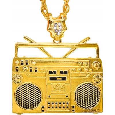 Collier Pendentif Radio Magnétophone Boombox Disco Hiphop Rappeur Années 80