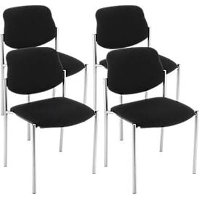 Nowy Styl bezoekersstoel STYL, zonder armleuningen, stapelbaar tot 6 stuks, bekleding zwart, onderstel chroomzilver, tot 110 kg, 4 stuks