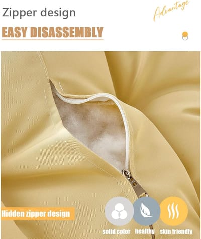 Stoelkussen Rond 70x70 cm – ABTkantoor Papasan Kussen voor Loungestoel & Hangstoel – Waterafstotend & UV-bestendig – Dik Zitkussen voor Binnen & Buiten – Donkergrijs