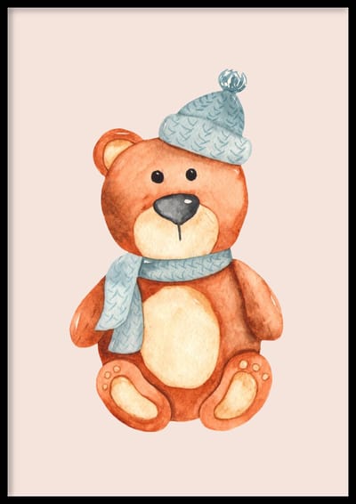 Poster Beertje - Kinderkamer poster - Babykamer poster - Dieren poster - Kinderkamer decoratie - 50x70 cm - WALLLL