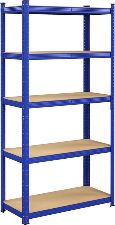 FurnStar - Opbergrek - 5 Planken - Monteren zonder schroeven - 600 kg - 200x100x50cm - Grijs