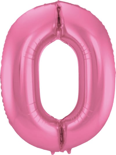 Folat - Folieballon Cijfer 0 Roze Metallic Mat - 86 cm