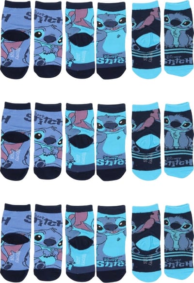 Lilo & Stitch Sokken - 9 Paar - Maat 23/26 - Blauw - Zwart - Kind
