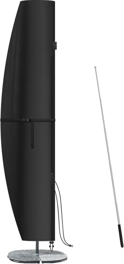 Famanu - Beschermhoes voor parasol, met stang, parasolhoes voor parasol met Ø 400 cm, weerbestendige beschermhoes voor zweefparasol, grote afdekhoezen voor parasols, 210 x 45/72/40 cm