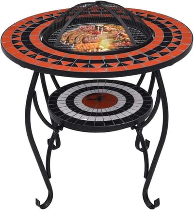 Vuurkorf Grill - Terrashaard Buiten - Avonden Warmte - Inclusief Grillrooster - 68x68x60 cm - Terracotta Wit