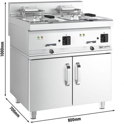 GGM Gastro Elektro Doppelfritteuse - 10+10 Liter - 18 kW - inkl. Unterbau mit 2 Türen