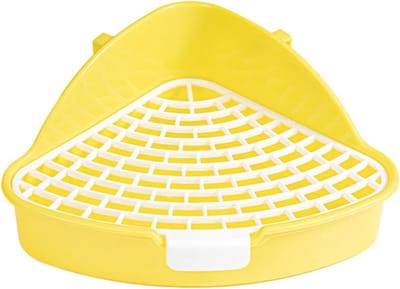 Dieren Toilet - Klein Dier Pottrainer - Hygiënisch Verblijf - Driehoekig Ontwerp - 24.8 x 20.5 cm - Geel
