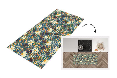 Keukenloper - Loper keuken - Bloemen - Patroon - Madelief - 120x50 cm - Keukenloper vinyl